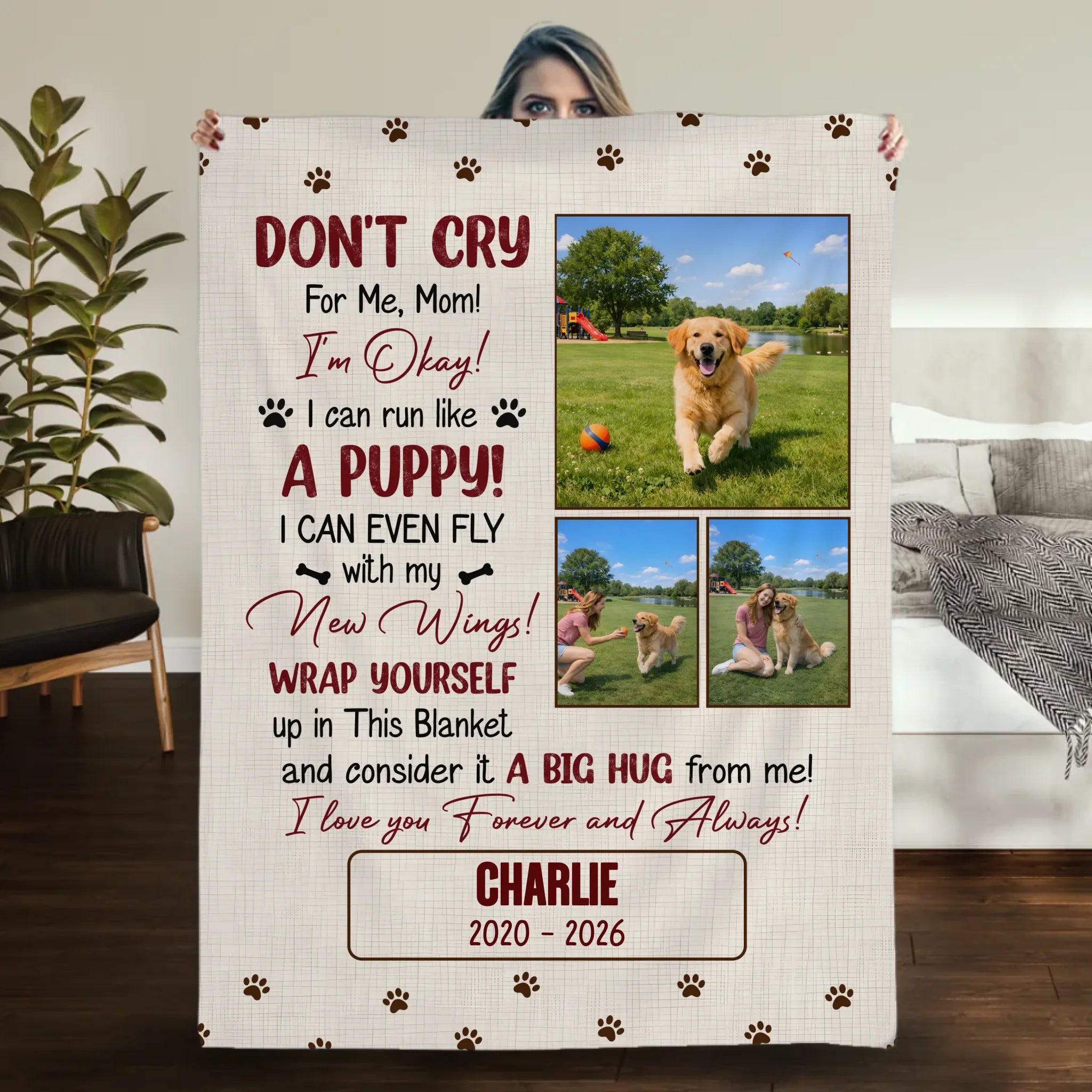 Custom Memory Blanket - Don’t Cry For Me Mom Photo Dog Loss Gift - 89Prints