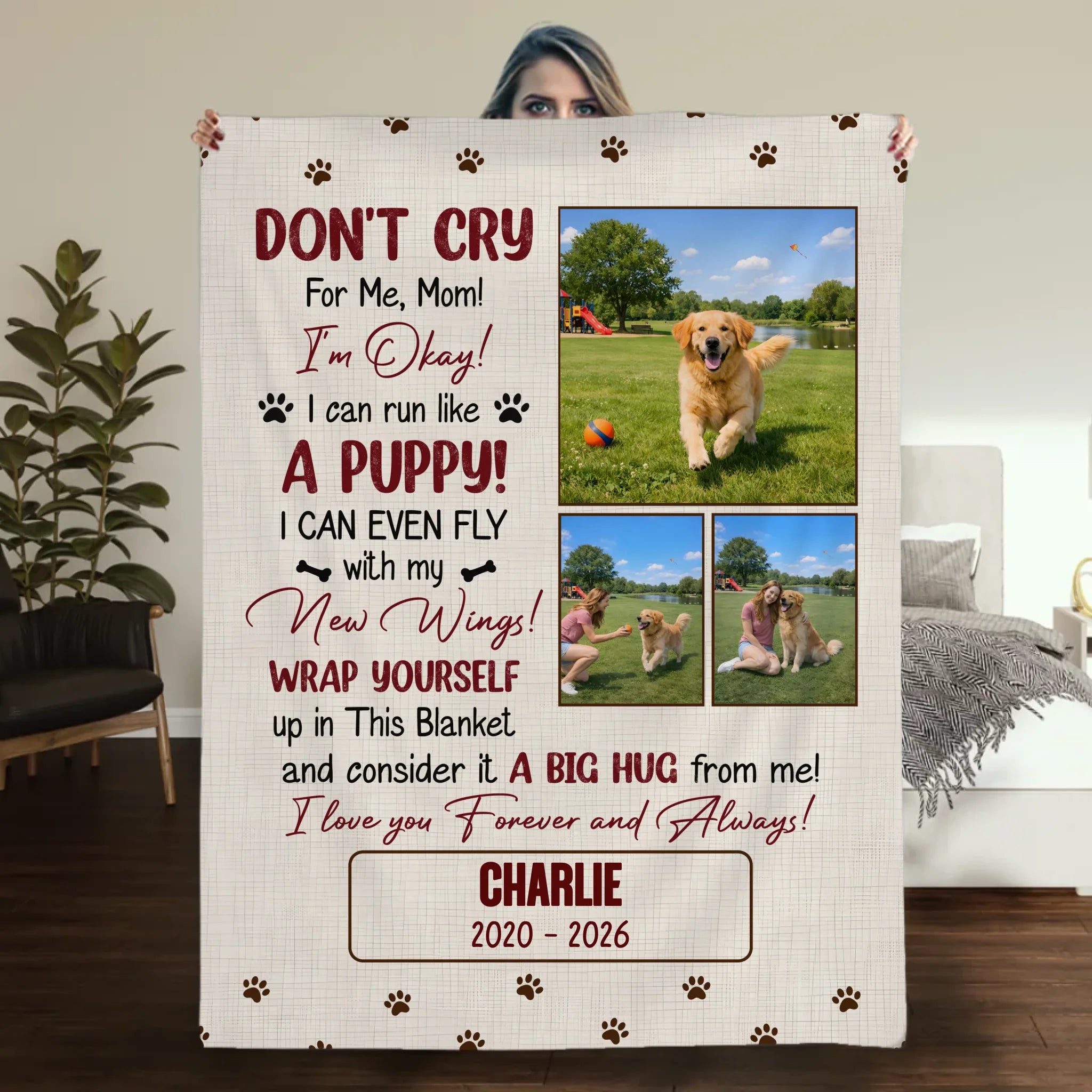 Custom Memory Blanket - Don’t Cry For Me Mom Photo Dog Loss Gift - 89Prints