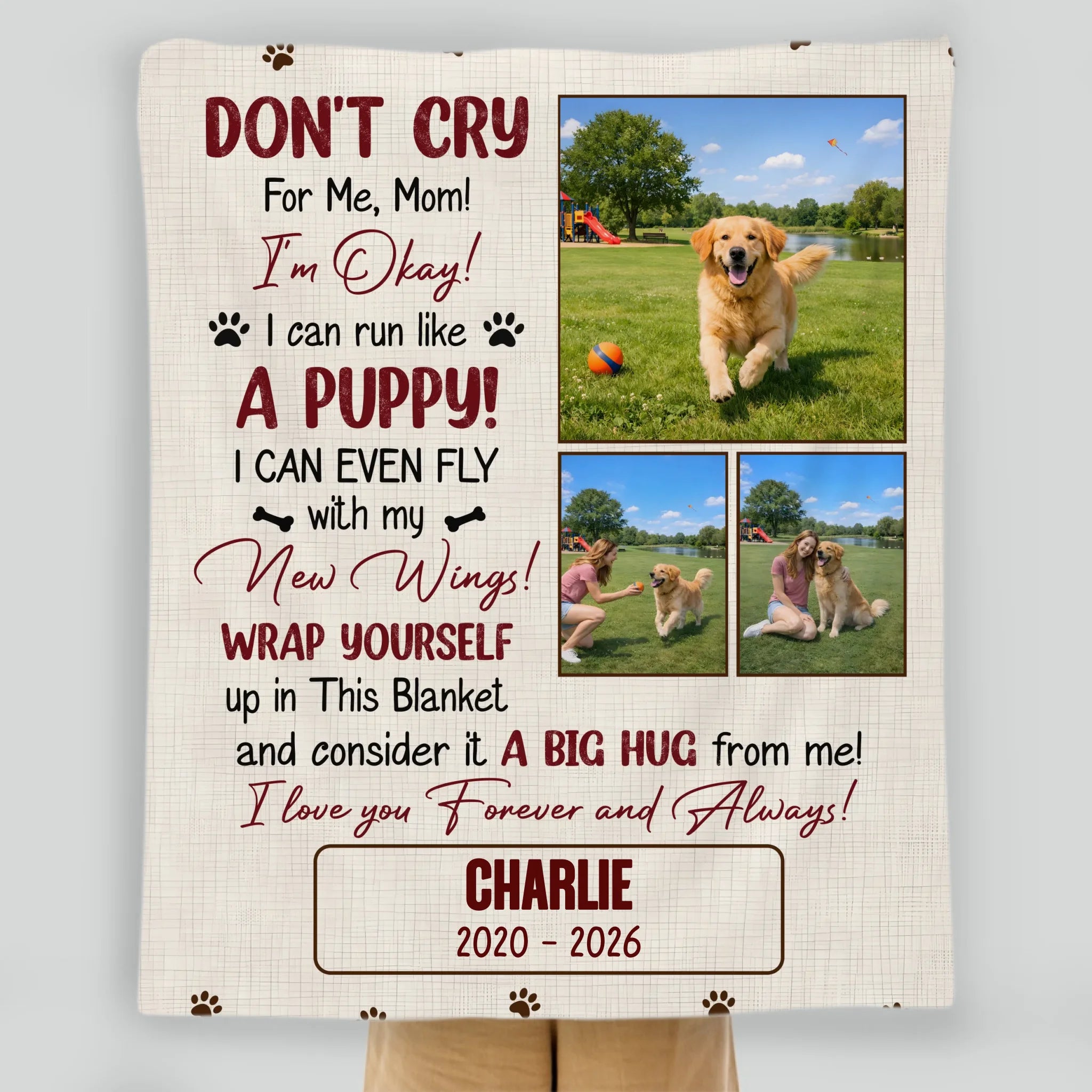 Custom Memory Blanket - Don’t Cry For Me Mom Photo Dog Loss Gift - 89Prints