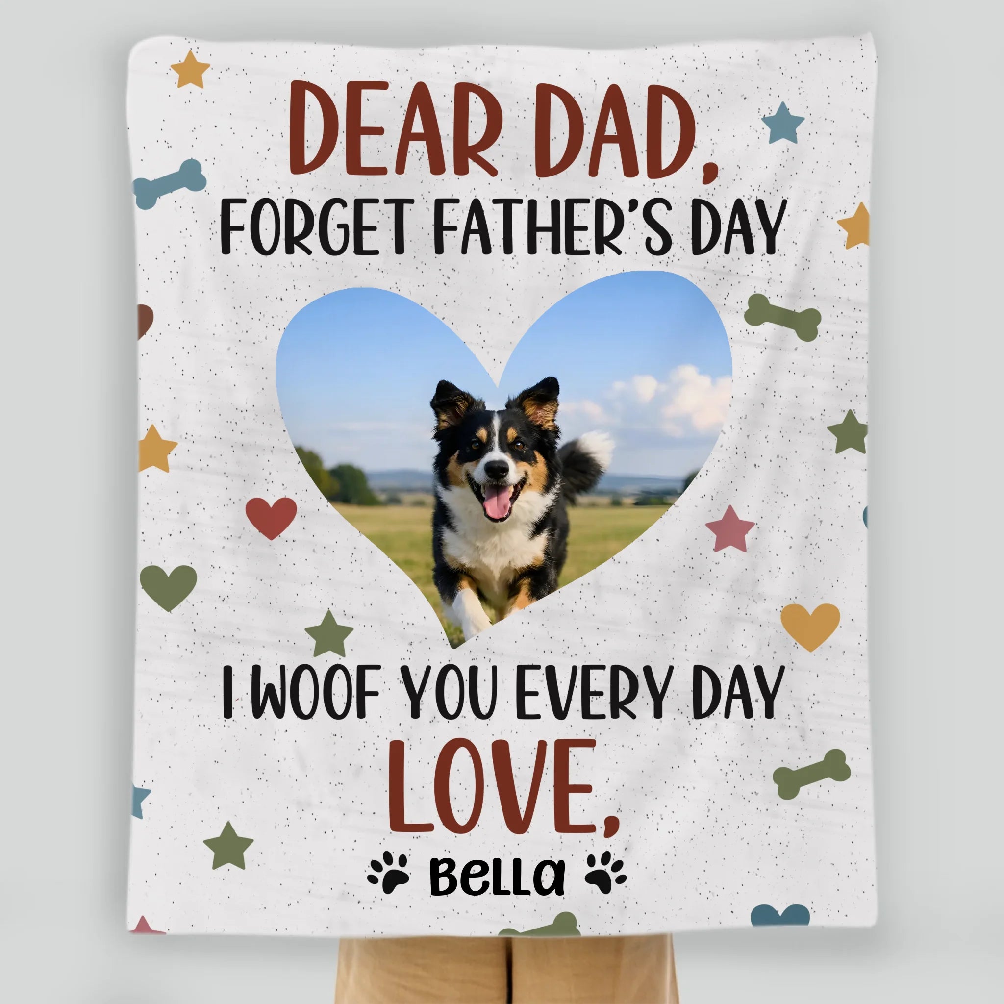 Personalized Dog Dad Blanket - I Woof You Every Day Custom Photo Father’s Day Gift - 89Prints