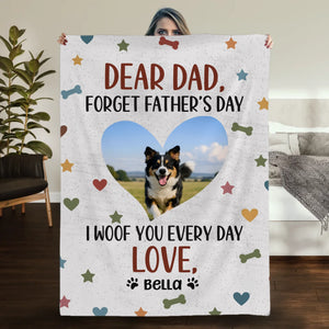 Personalized Dog Dad Blanket - I Woof You Every Day Custom Photo Father’s Day Gift - 89Prints