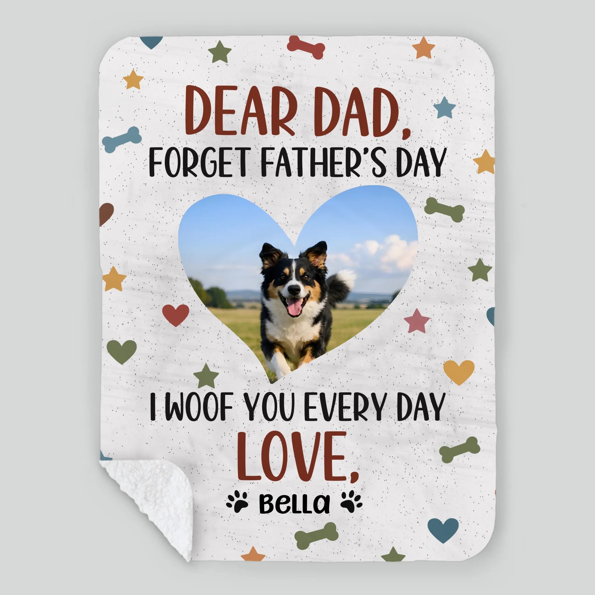 Personalized Dog Dad Blanket - I Woof You Every Day Custom Photo Father’s Day Gift - 89Prints