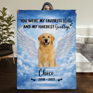 Dog Memorial Gifts Blanket - Custom Photo Remembrance with Rainbow Bridge - 89Prints
