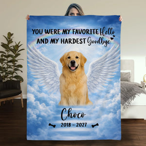 Dog Memorial Gifts Blanket - Custom Photo Remembrance with Rainbow Bridge - 89Prints