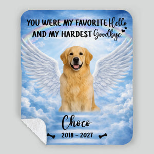 Dog Memorial Gifts Blanket - Custom Photo Remembrance with Rainbow Bridge - 89Prints