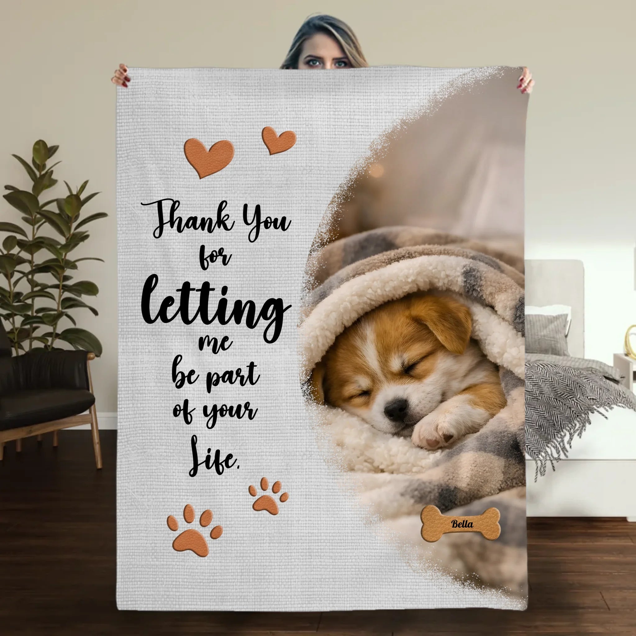 Personalised Dog Blanket With Name - Thank You For Letting Me Be Part Of Your Life - 89Prints