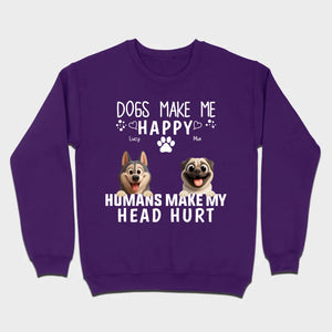 Custom Dog Basic Tee - Dogs Make Me Happy, Humans Make My Head Hurt T-Shirts | 89Prints