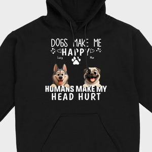 Custom Dog Basic Tee - Dogs Make Me Happy, Humans Make My Head Hurt T-Shirts | 89Prints