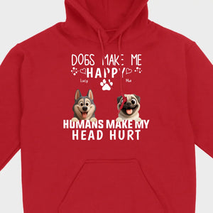 Custom Dog Basic Tee - Dogs Make Me Happy, Humans Make My Head Hurt T-Shirts | 89Prints