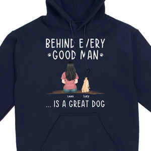 Custom Dog Basic Tee - Behind Every Good Woman Is A Great Dog Gift | 89Prints