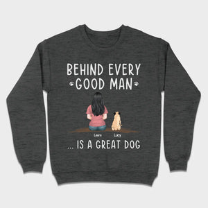 Custom Dog Basic Tee - Behind Every Good Woman Is A Great Dog Gift | 89Prints