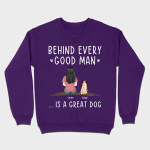 Custom Dog Basic Tee - Behind Every Good Woman Is A Great Dog Gift | 89Prints