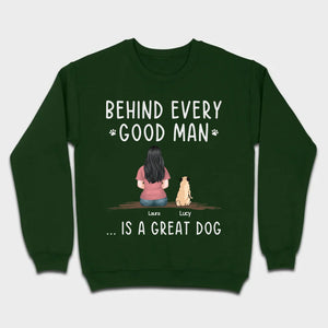 Custom Dog Basic Tee - Behind Every Good Woman Is A Great Dog Gift | 89Prints