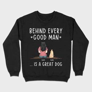 Custom Dog Basic Tee - Behind Every Good Woman Is A Great Dog Gift | 89Prints