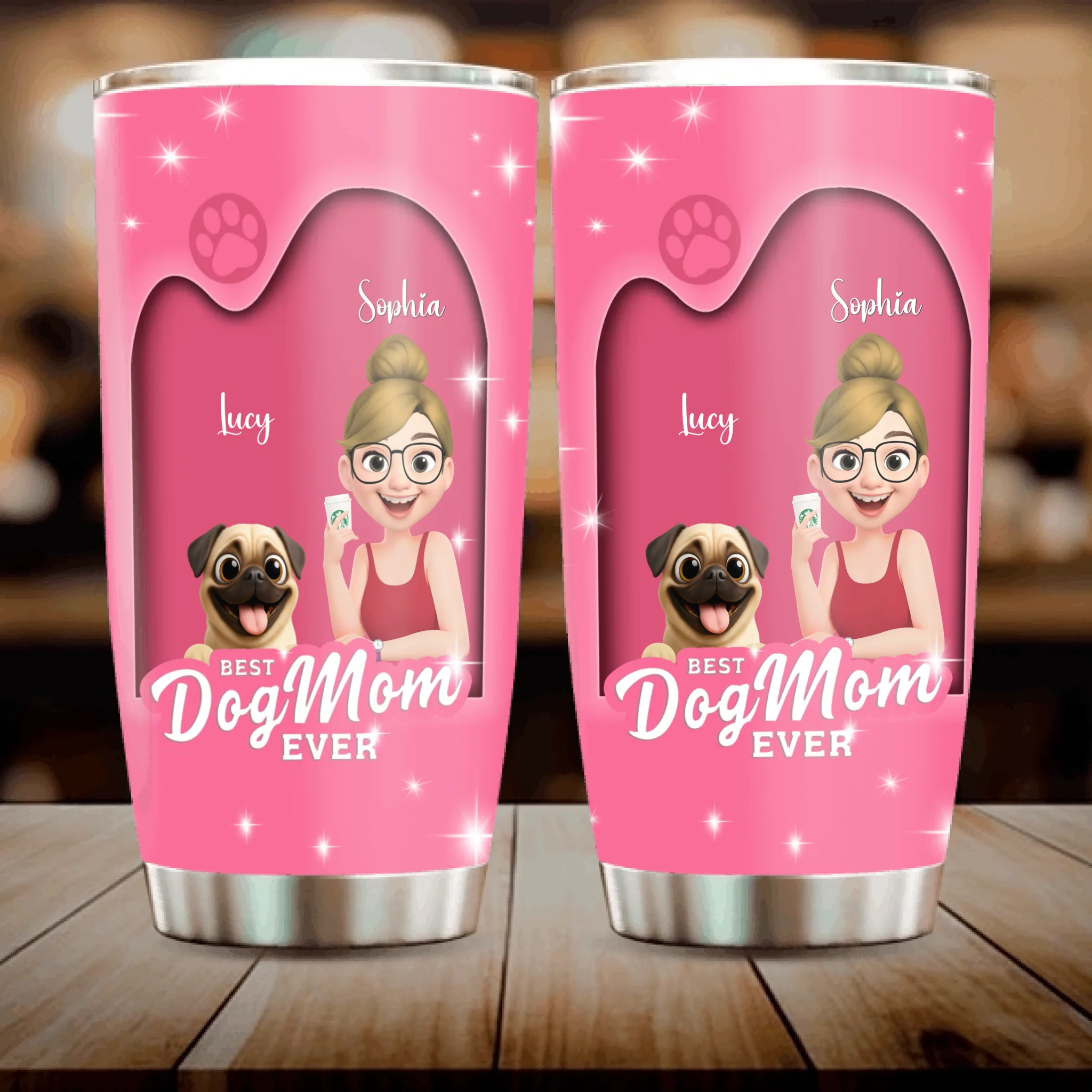 Personalized Pug Lover Tumbler - Best Dog Mom Ever Unique Gift For Dog Lovers | 89Prints