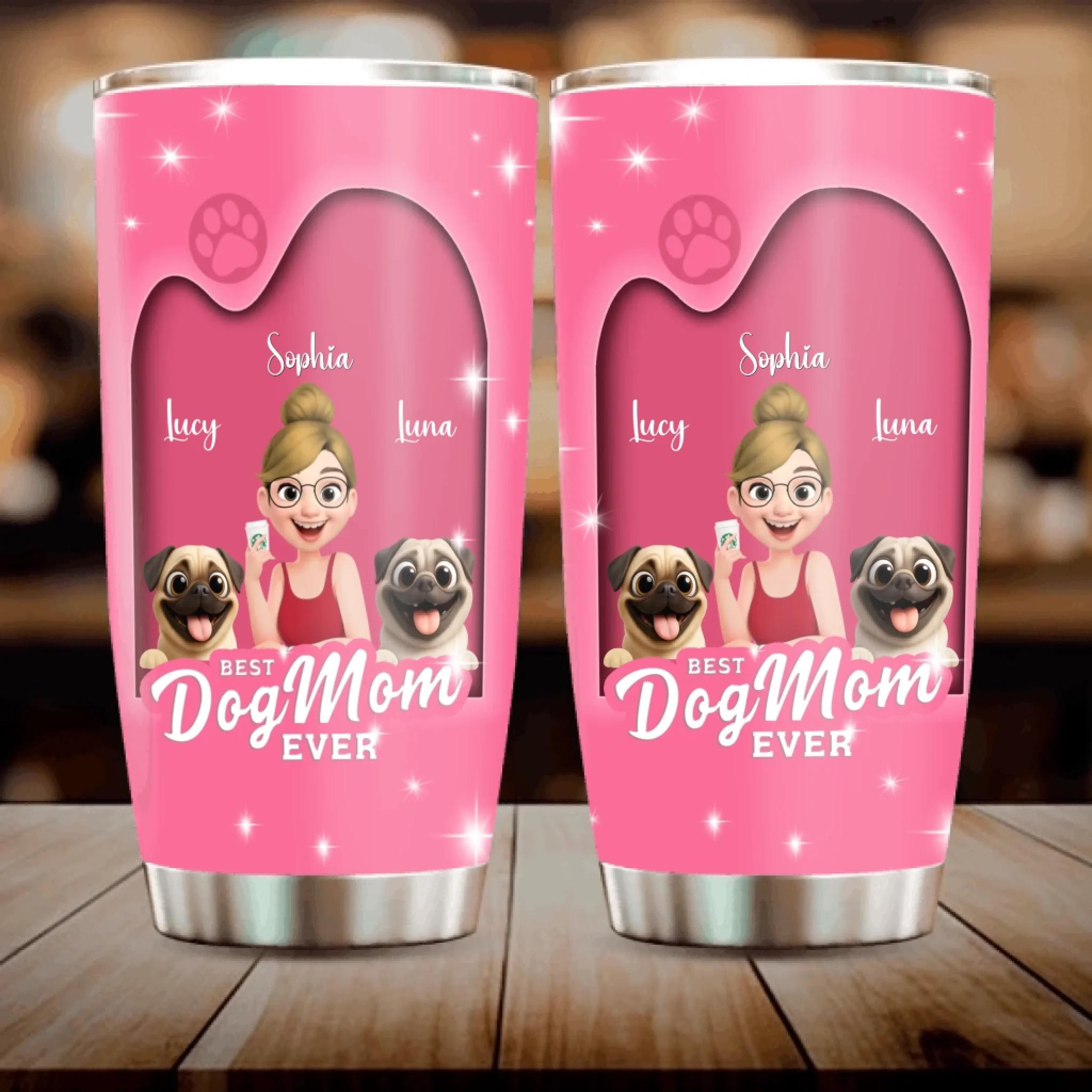 Personalized Pug Lover Tumbler - Best Dog Mom Ever Unique Gift For Dog Lovers | 89Prints