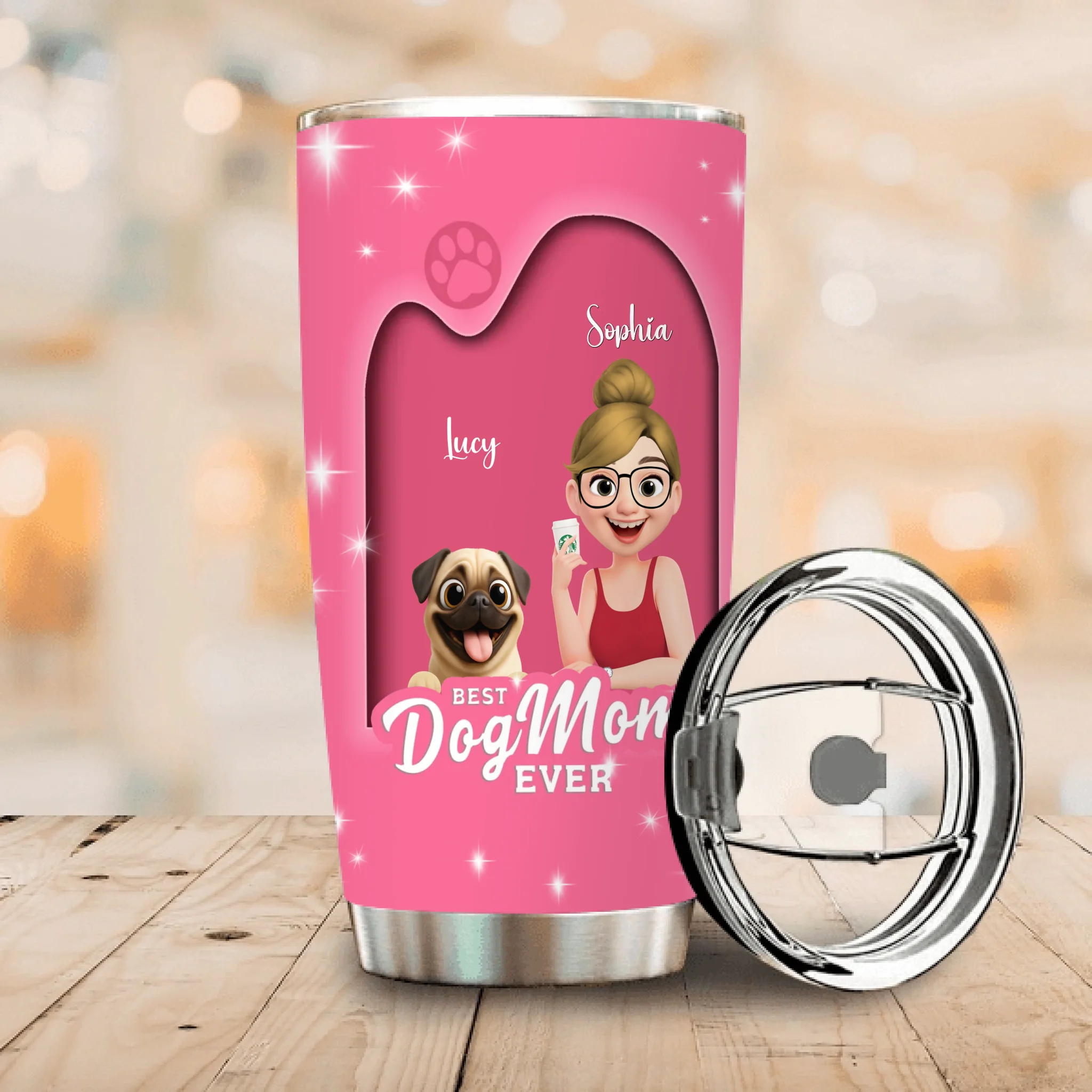 Personalized Pug Lover Tumbler - Best Dog Mom Ever Unique Gift For Dog Lovers | 89Prints