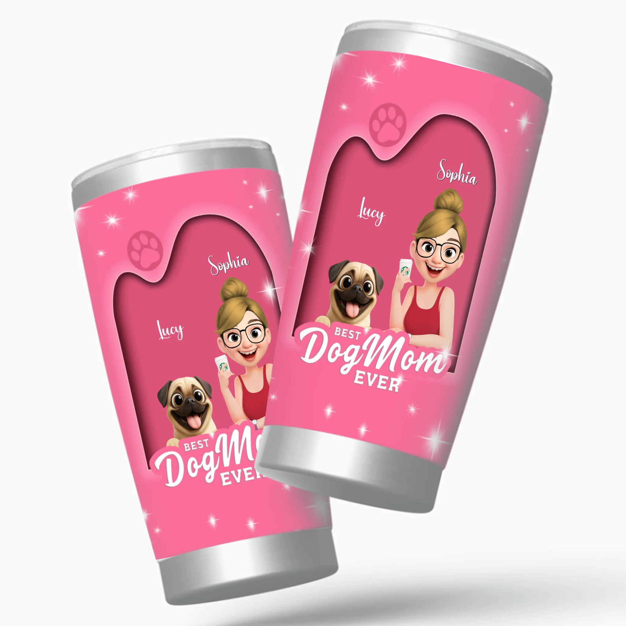 Personalized Pug Lover Tumbler - Best Dog Mom Ever Unique Gift For Dog Lovers | 89Prints