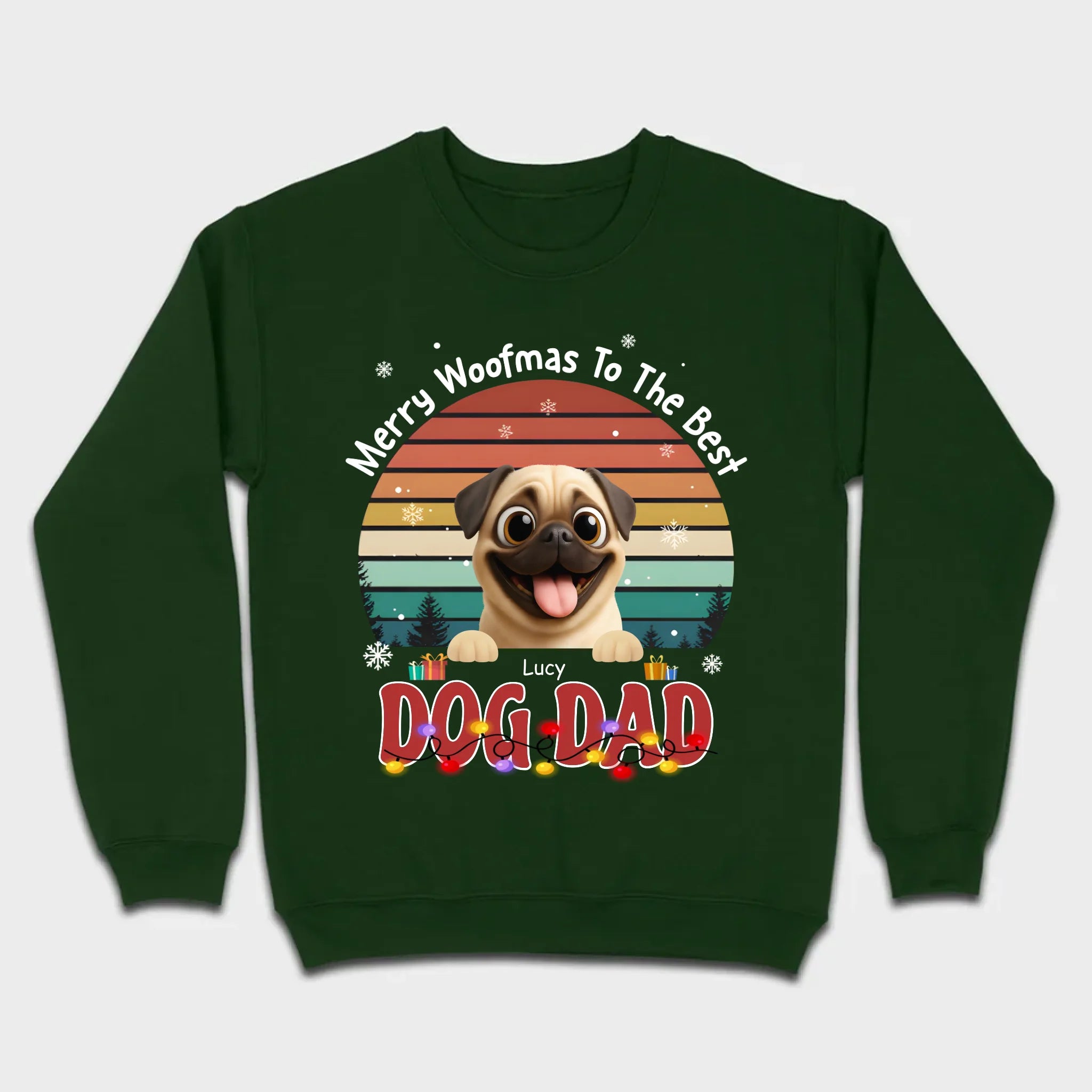 Custom Pug Basic Tee – Merry Woofmas To The Best Dog Dad Present | 89Prints