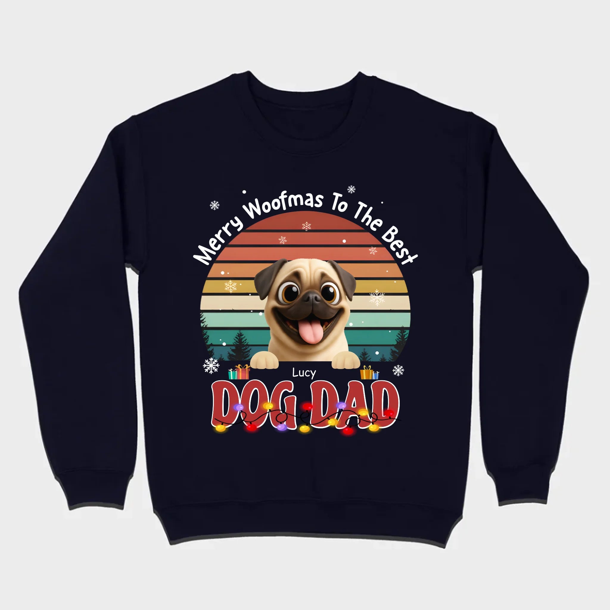 Custom Pug Basic Tee – Merry Woofmas To The Best Dog Dad Present | 89Prints