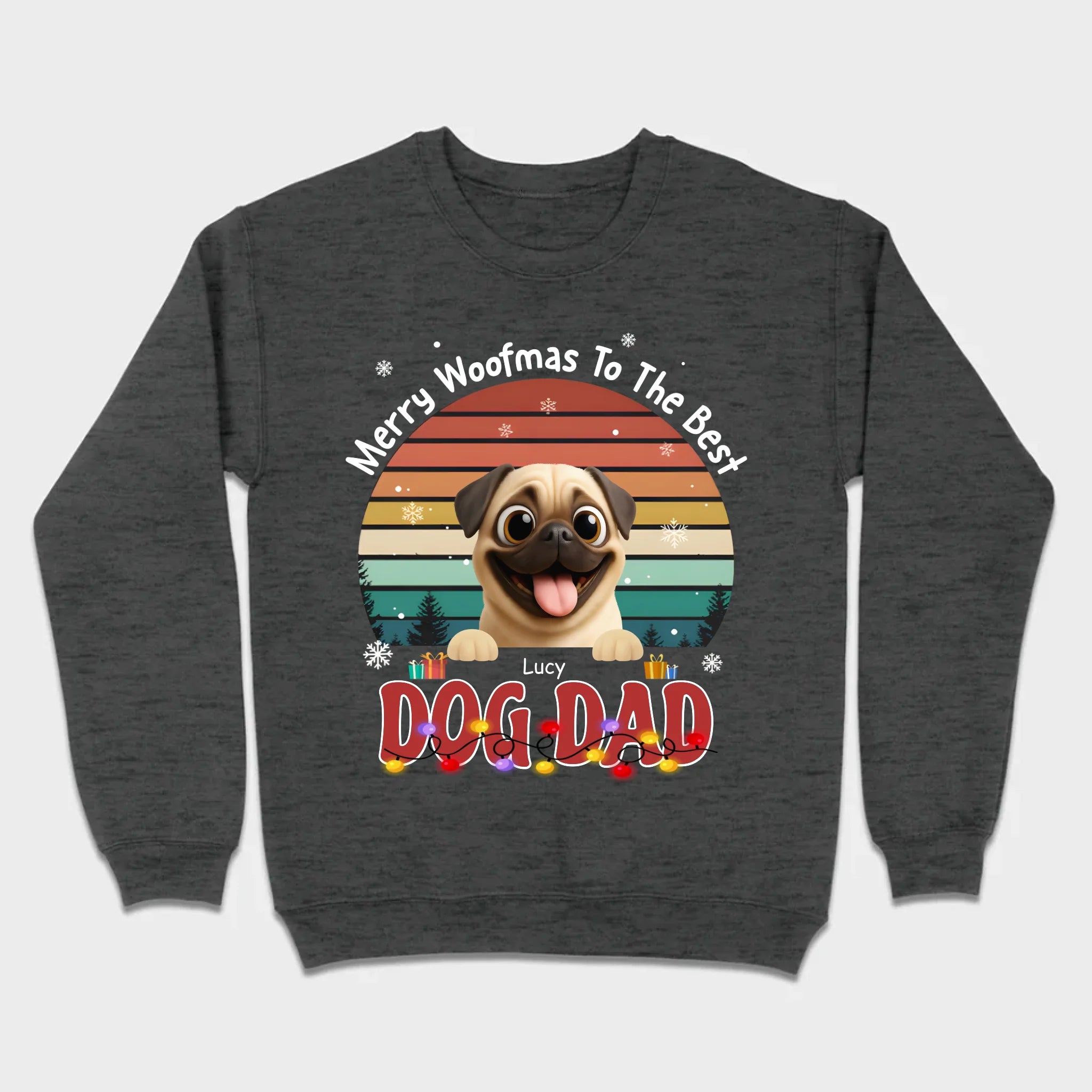 Custom Pug Basic Tee – Merry Woofmas To The Best Dog Dad Present | 89Prints