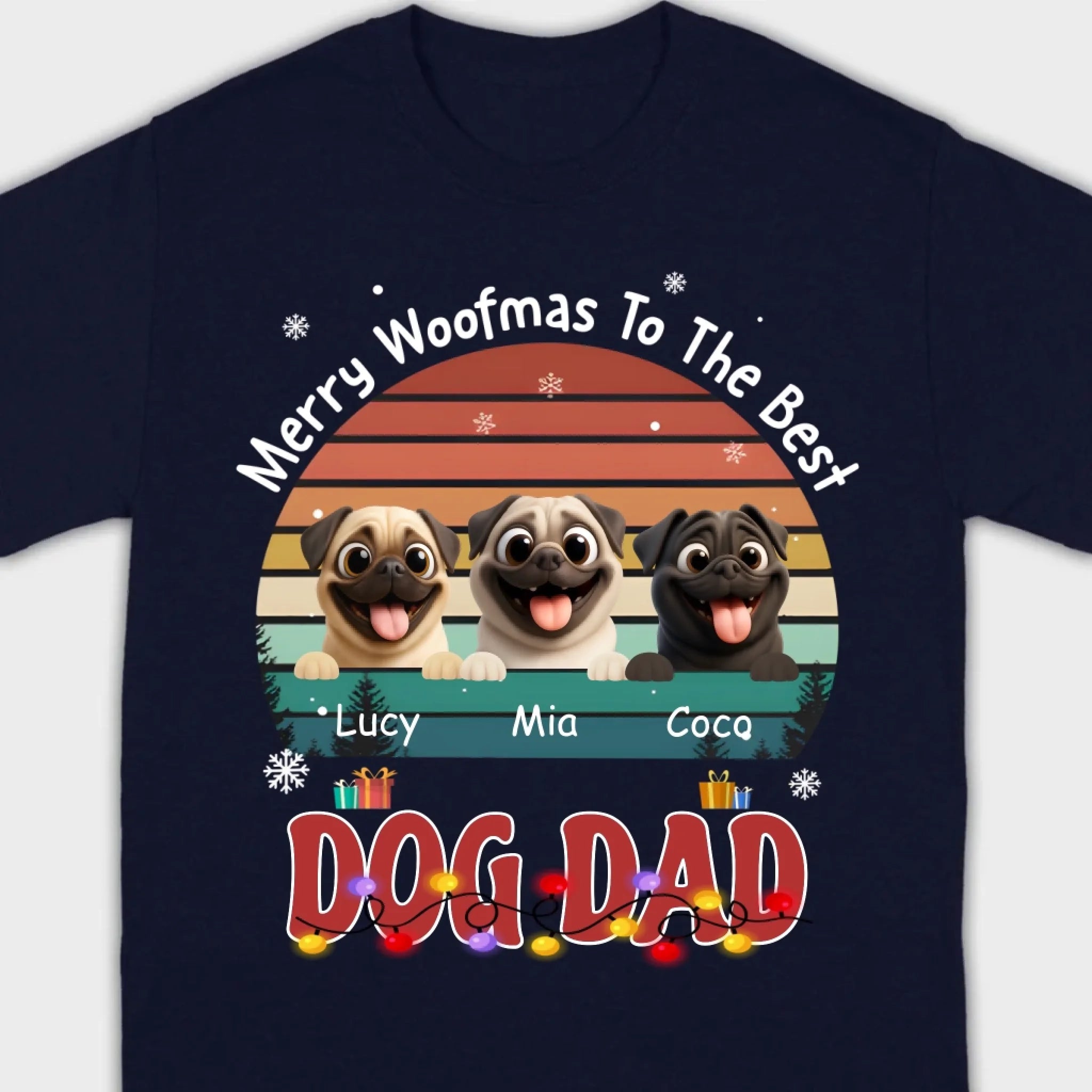 Custom Pug Basic Tee – Merry Woofmas To The Best Dog Dad Present | 89Prints