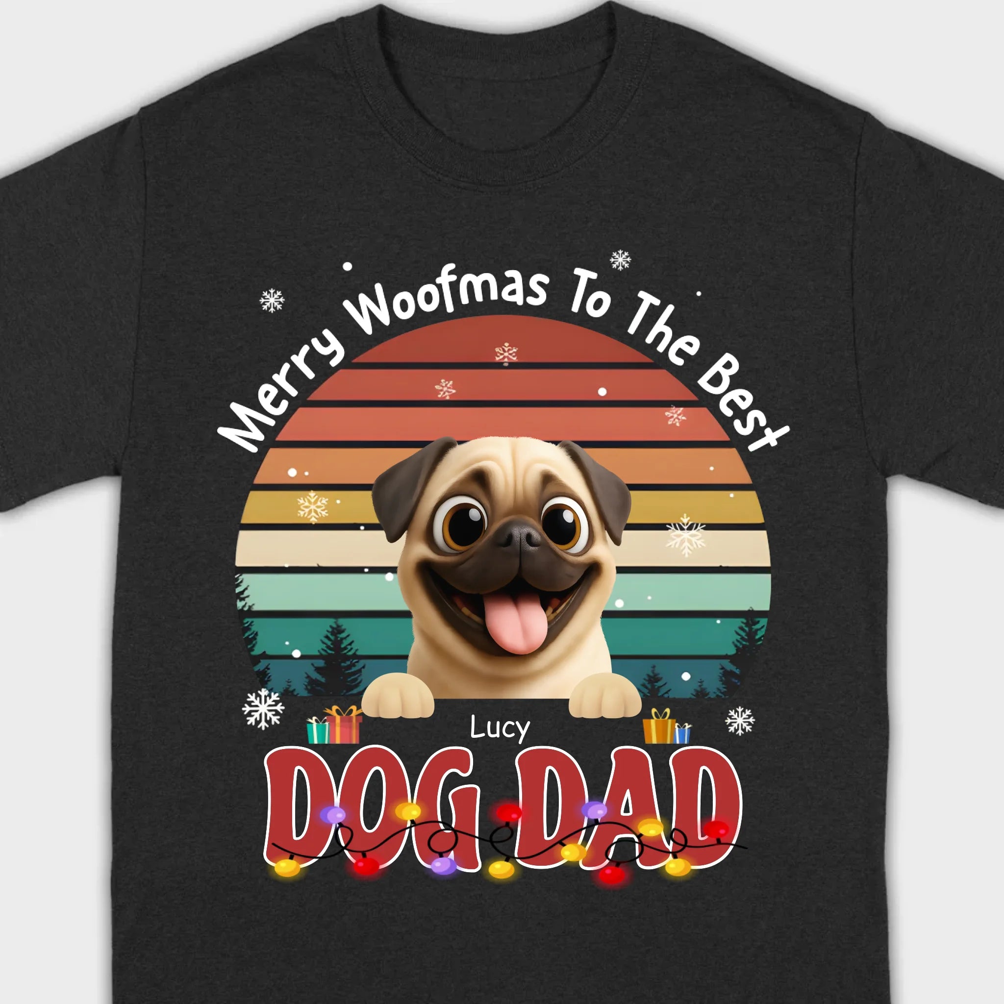 Custom Pug Basic Tee – Merry Woofmas To The Best Dog Dad Present | 89Prints
