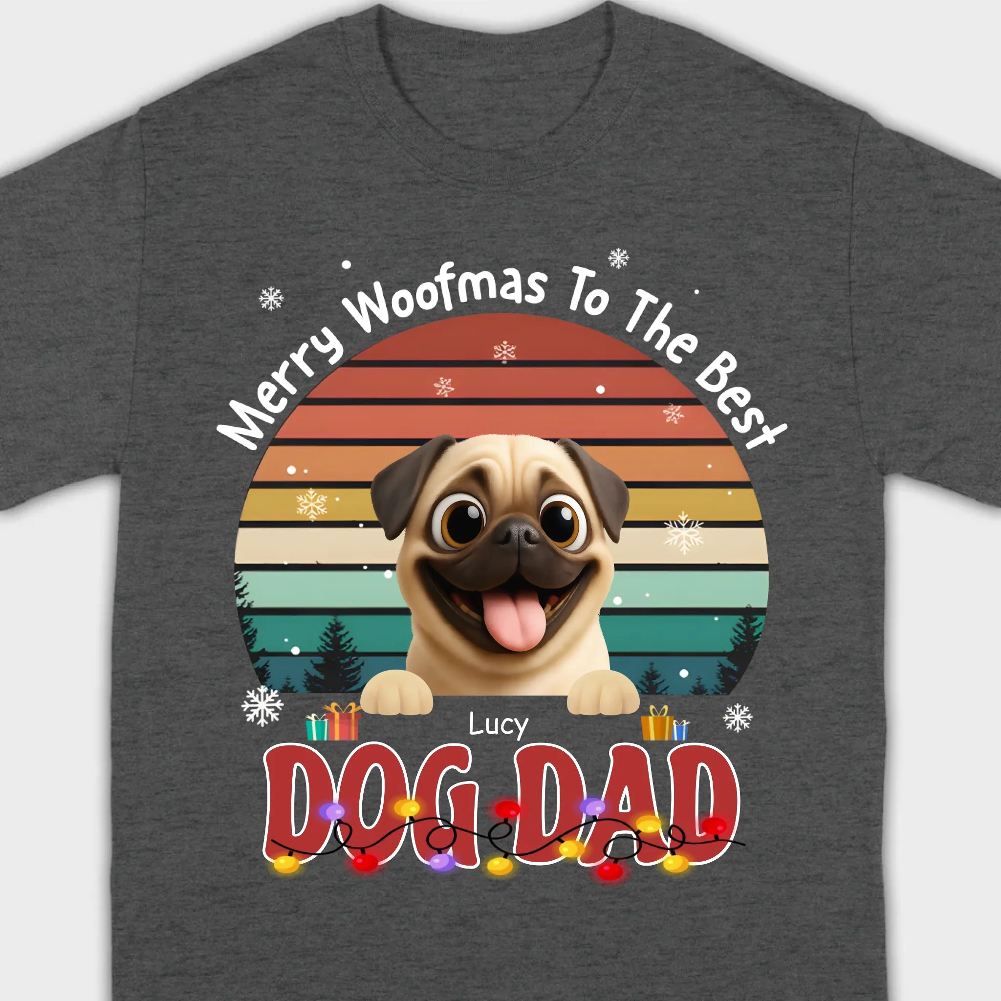 Custom Pug Basic Tee – Merry Woofmas To The Best Dog Dad Present | 89Prints