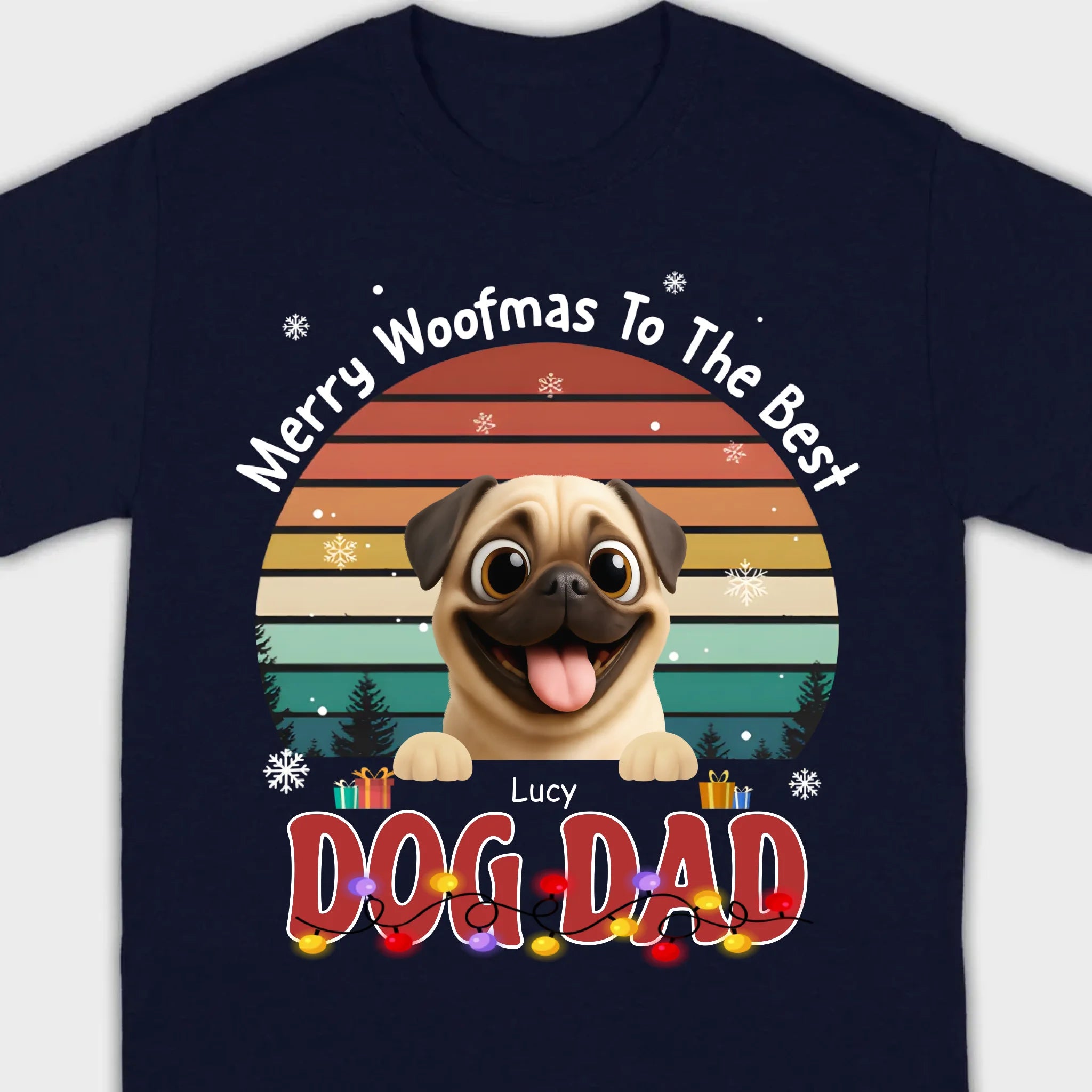 Custom Pug Basic Tee – Merry Woofmas To The Best Dog Dad Present | 89Prints