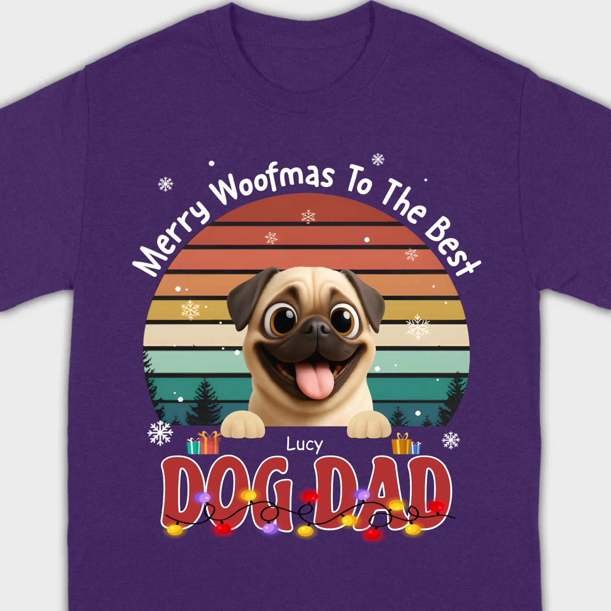 Custom Pug Basic Tee – Merry Woofmas To The Best Dog Dad Present | 89Prints