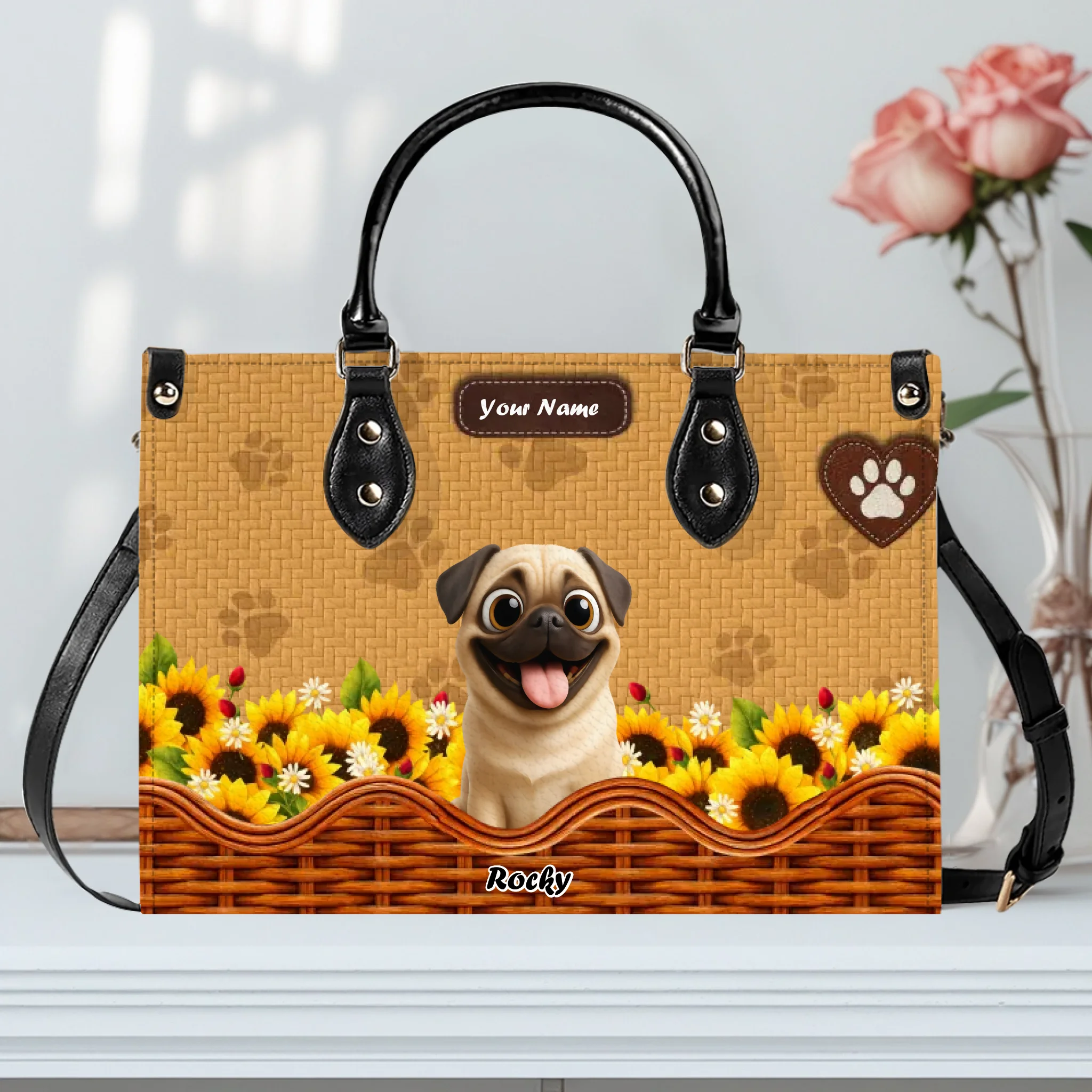 Custom Pug Handbag – Exclusive Dog Art & Name Gift For Dog Lovers | 89Prints