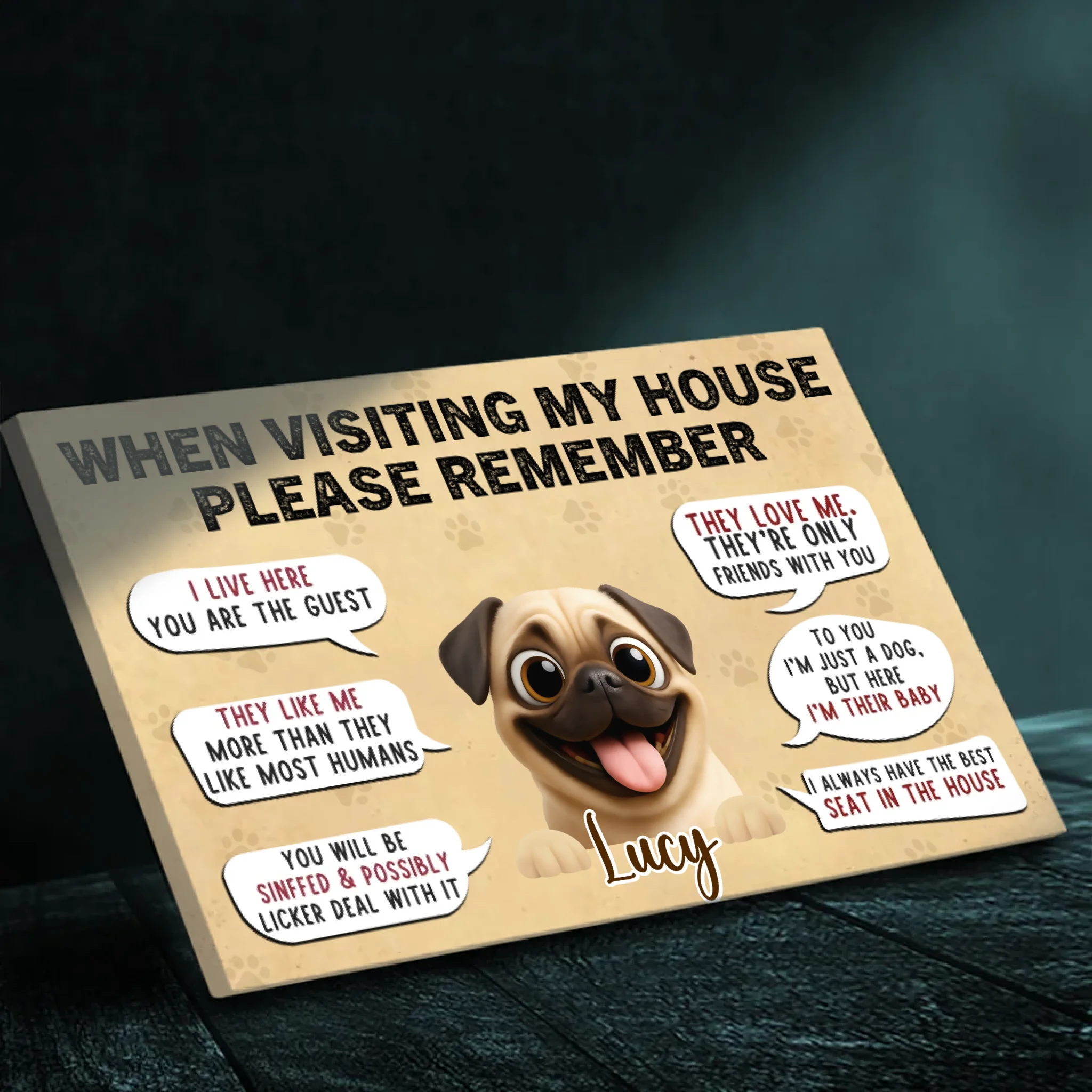 Customized Pug Canvas Wall Art – When Visiting My House Design | 89Prints