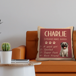 Personalized Pug Lover Pillow - Dog Dictionary Style Name Pillow | 89Prints