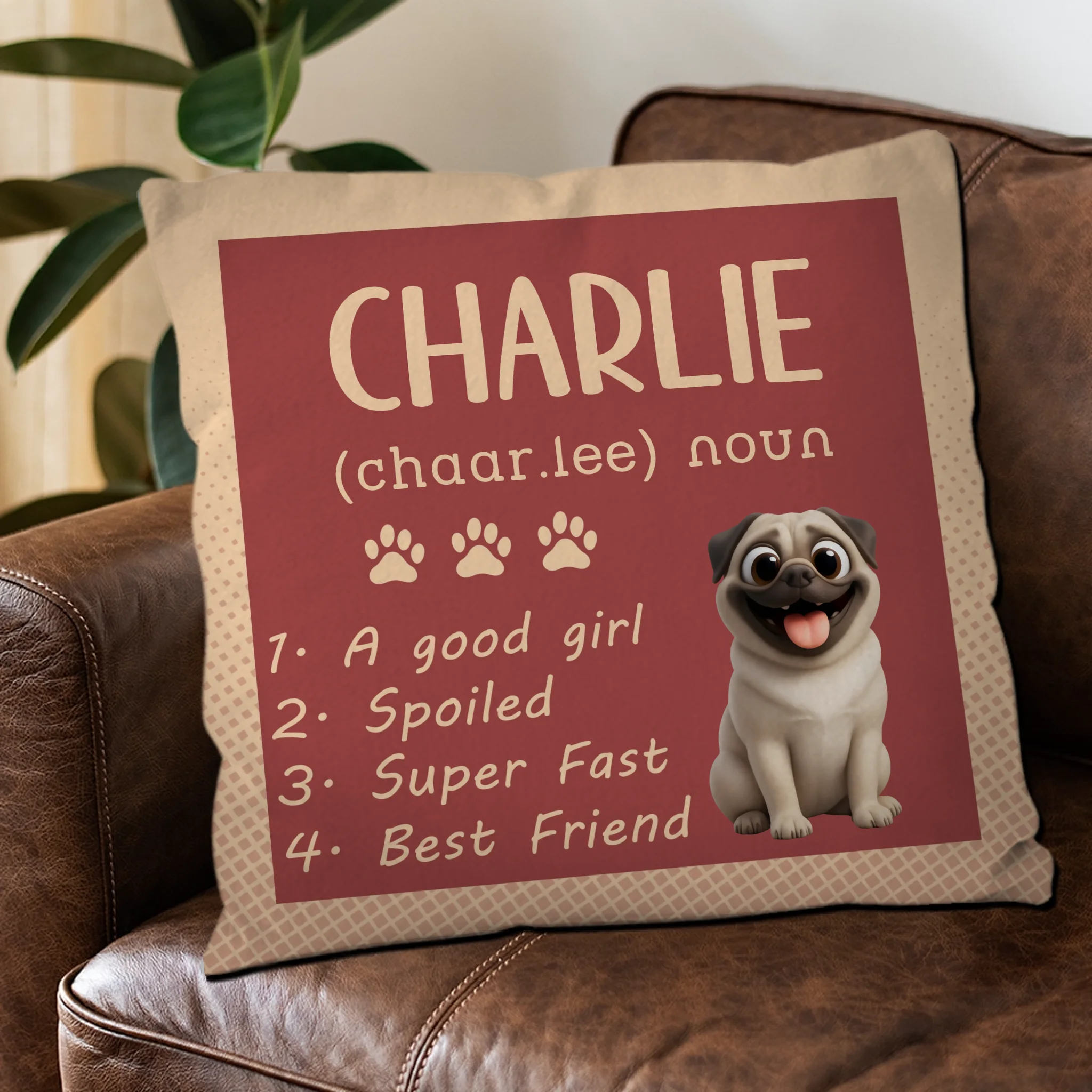 Personalized Pug Lover Pillow - Dog Dictionary Style Name Pillow | 89Prints