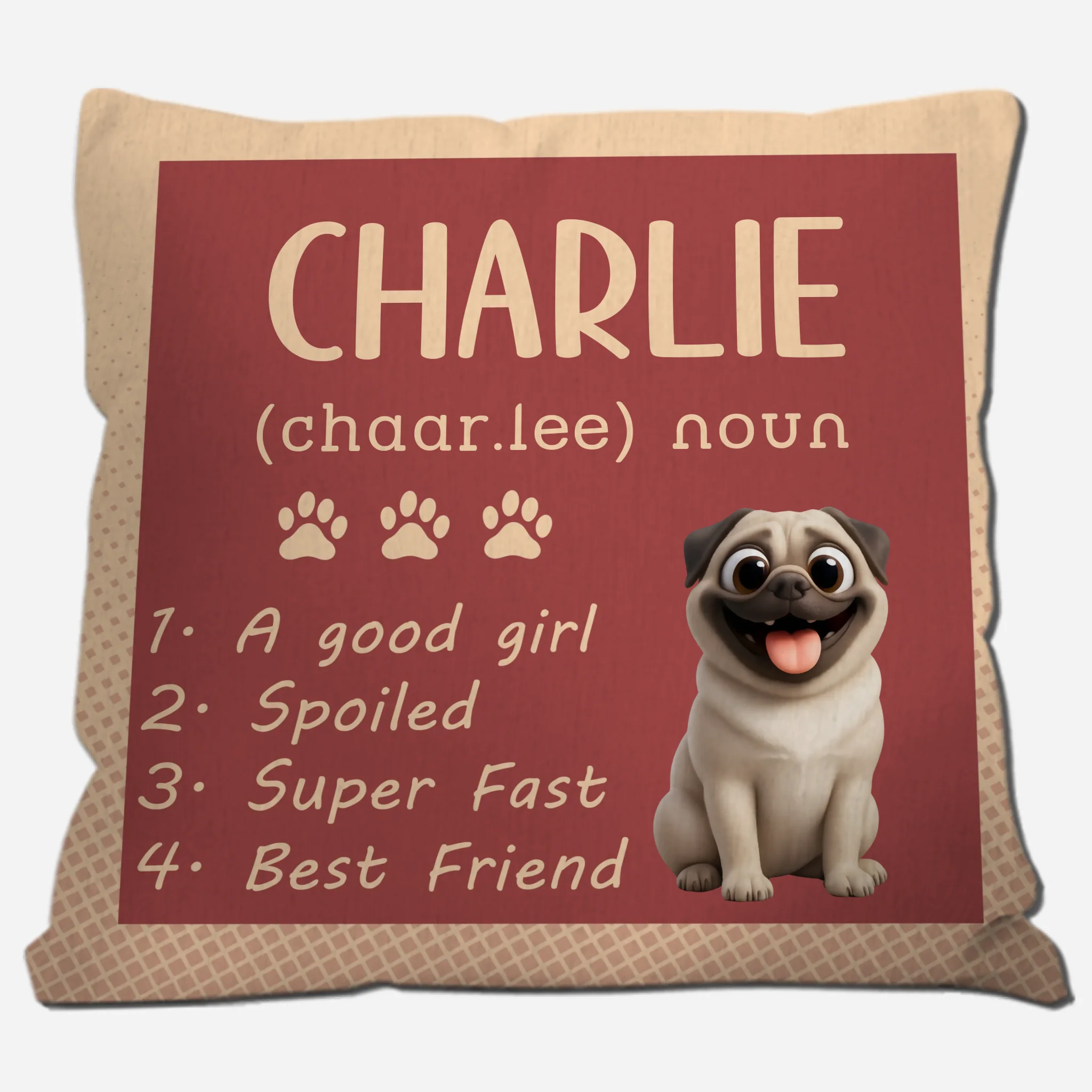 Personalized Pug Lover Pillow - Dog Dictionary Style Name Pillow | 89Prints