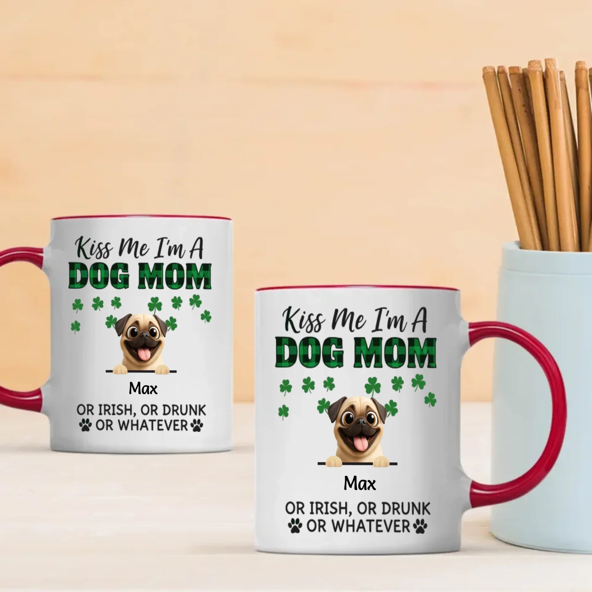 Customized Pug Lover Mug - Dog Mom St. Patrick’s Day Gift | 89Prints