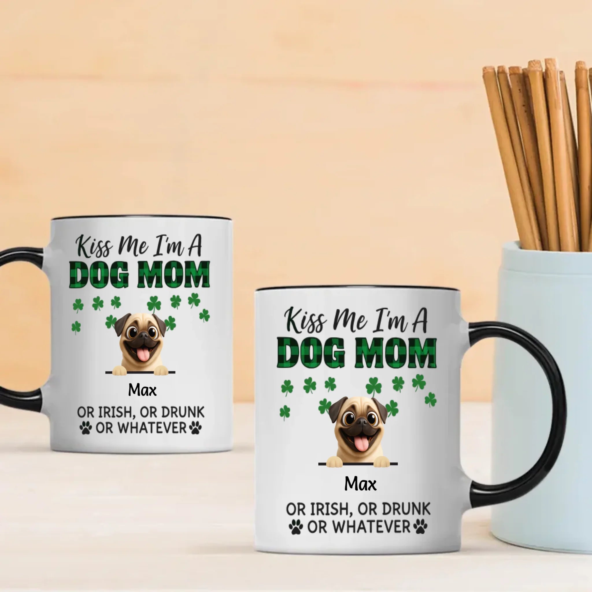 Customized Pug Lover Mug - Dog Mom St. Patrick’s Day Gift | 89Prints