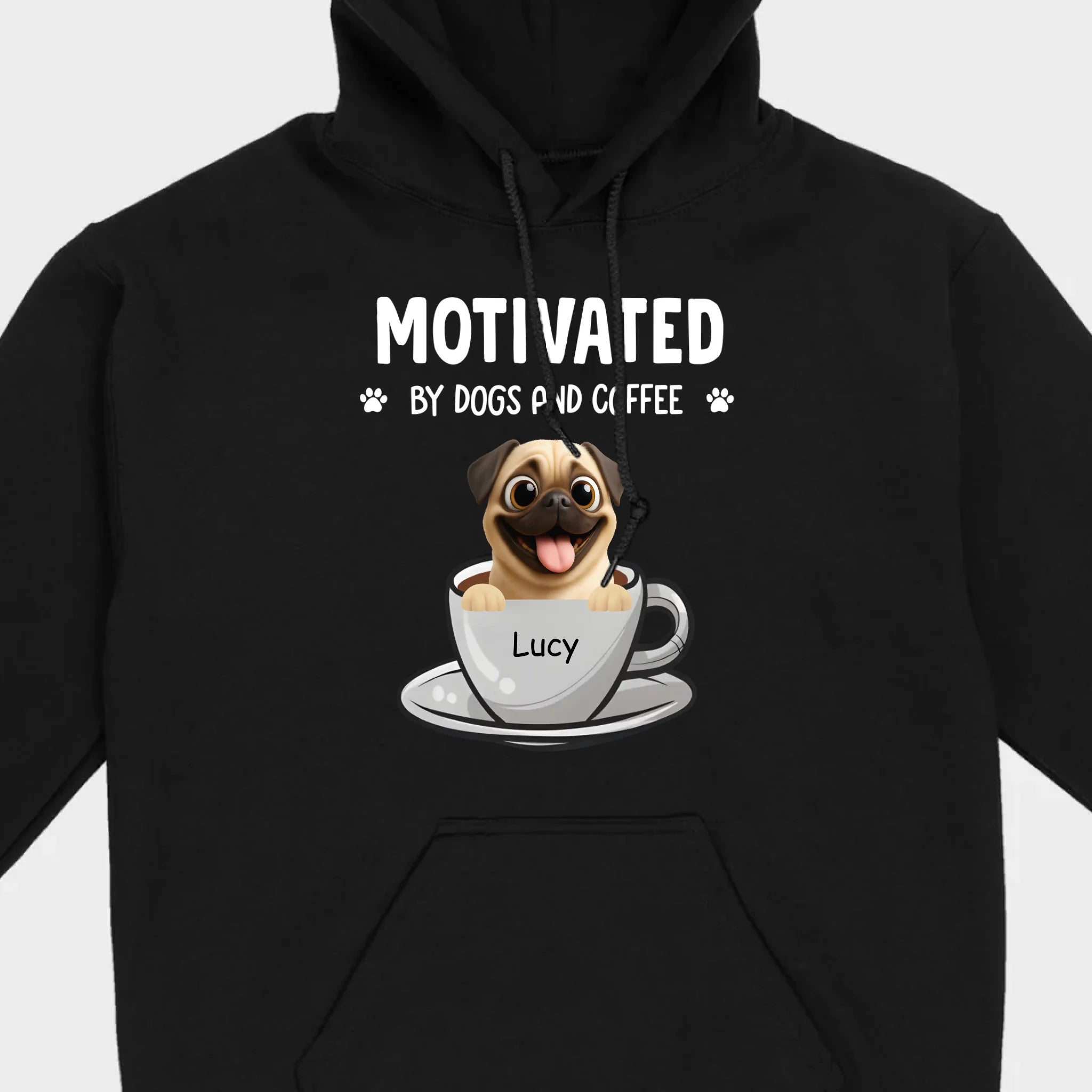 Custom Pug Basic Tee – Motivated By Dogs And Coffee T-Shirt | 89Prints
