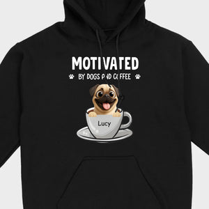 Custom Pug Basic Tee – Motivated By Dogs And Coffee T-Shirt | 89Prints
