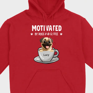 Custom Pug Basic Tee – Motivated By Dogs And Coffee T-Shirt | 89Prints