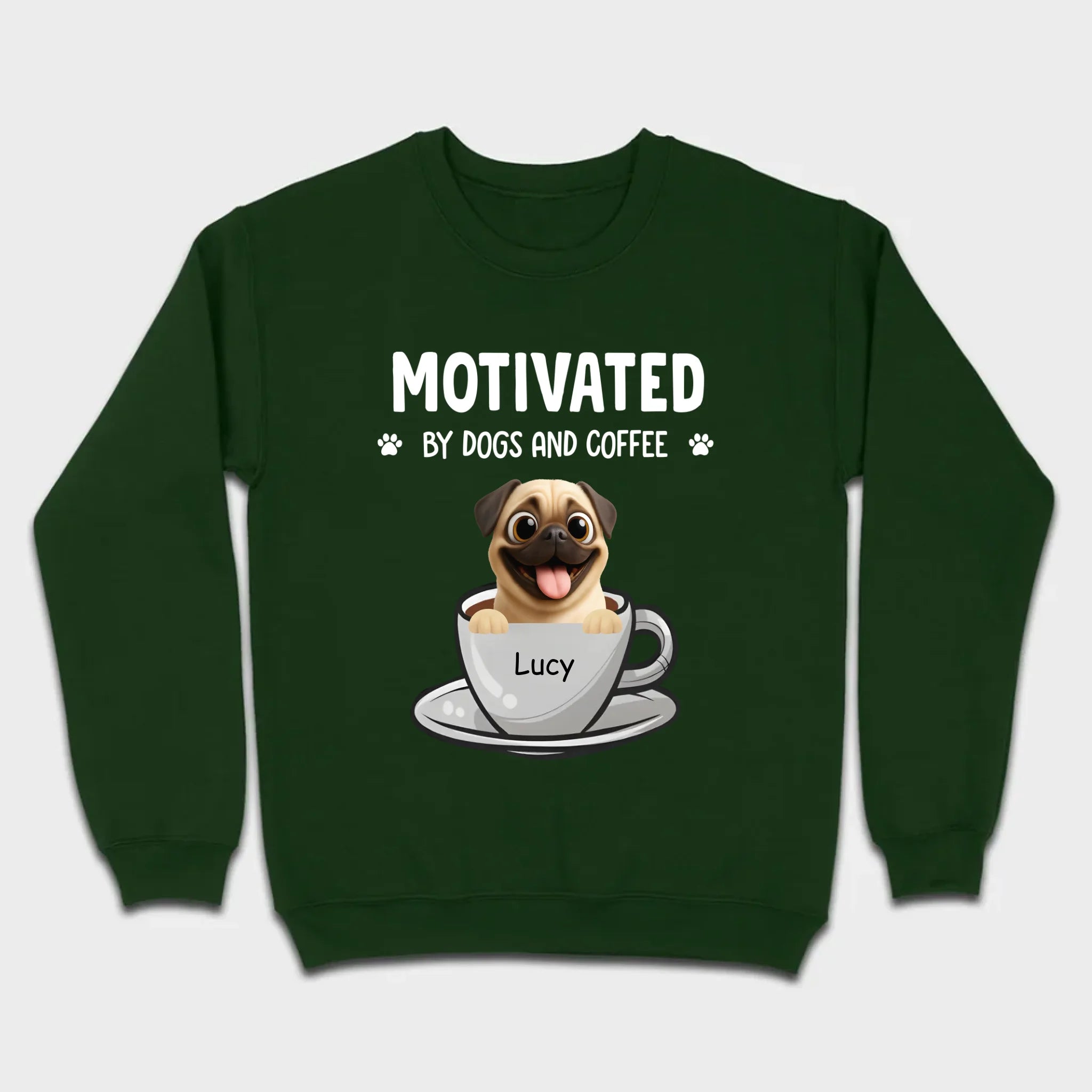 Custom Pug Basic Tee – Motivated By Dogs And Coffee T-Shirt | 89Prints