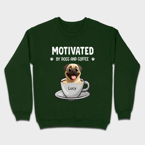 Custom Pug Basic Tee – Motivated By Dogs And Coffee T-Shirt | 89Prints