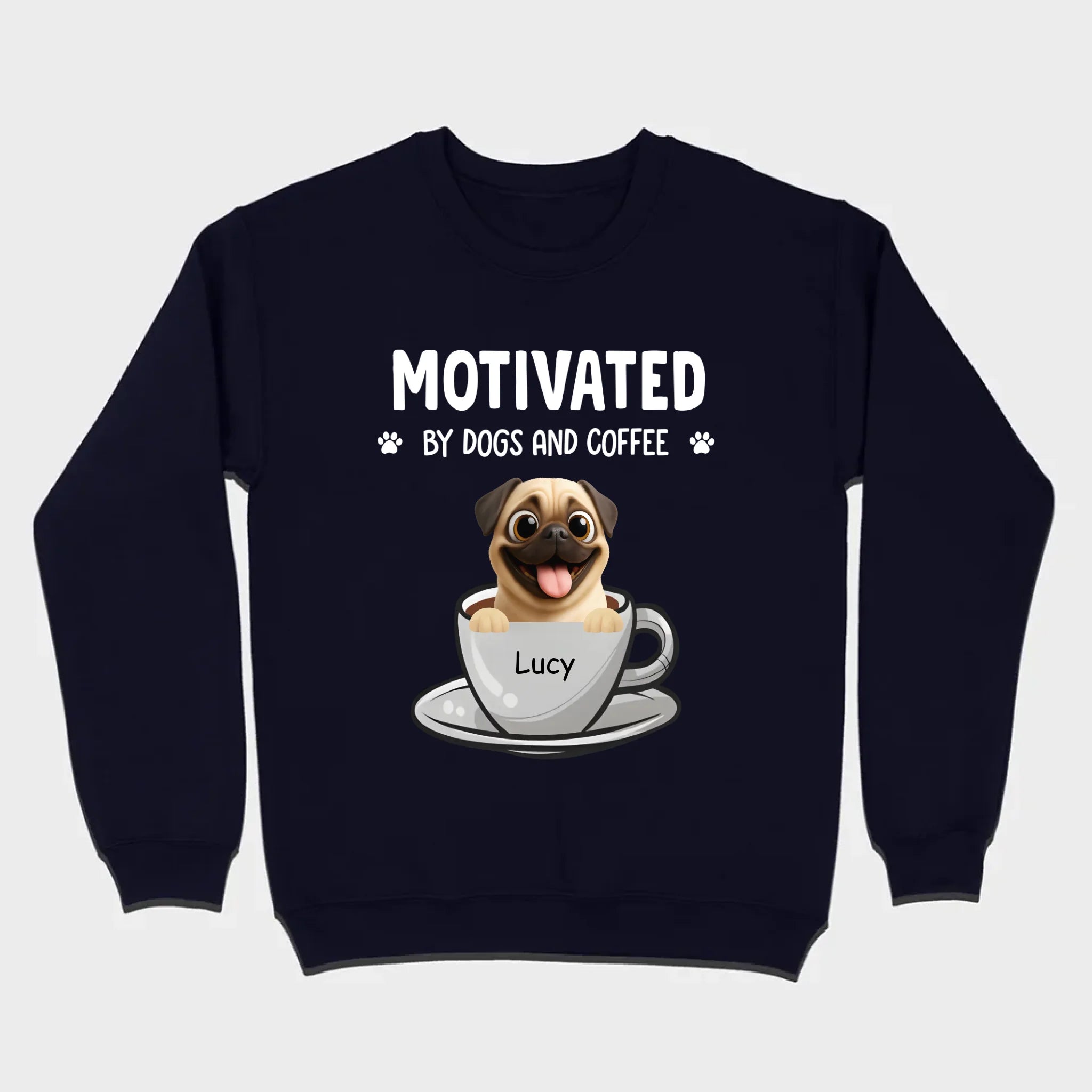 Custom Pug Basic Tee – Motivated By Dogs And Coffee T-Shirt | 89Prints