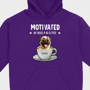 Custom Pug Basic Tee – Motivated By Dogs And Coffee T-Shirt | 89Prints