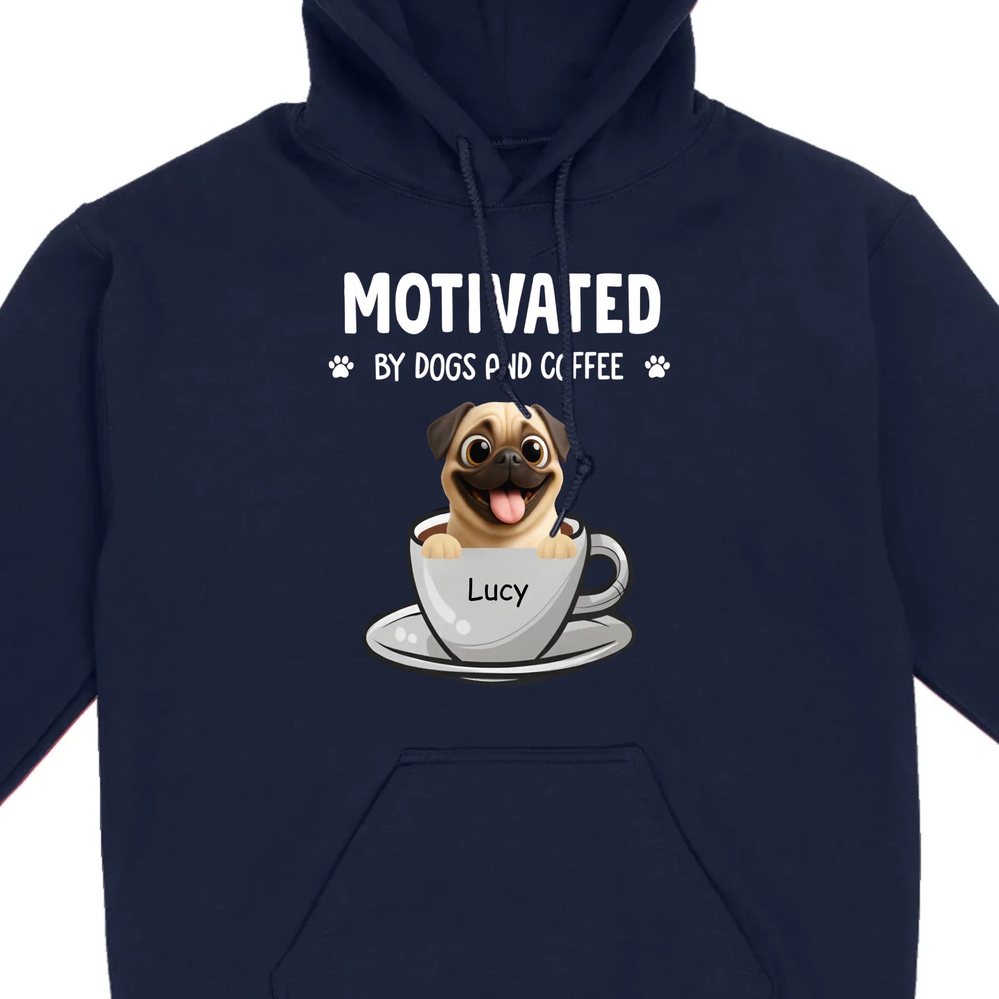 Custom Pug Basic Tee – Motivated By Dogs And Coffee T-Shirt | 89Prints