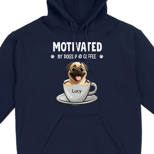 Custom Pug Basic Tee – Motivated By Dogs And Coffee T-Shirt | 89Prints