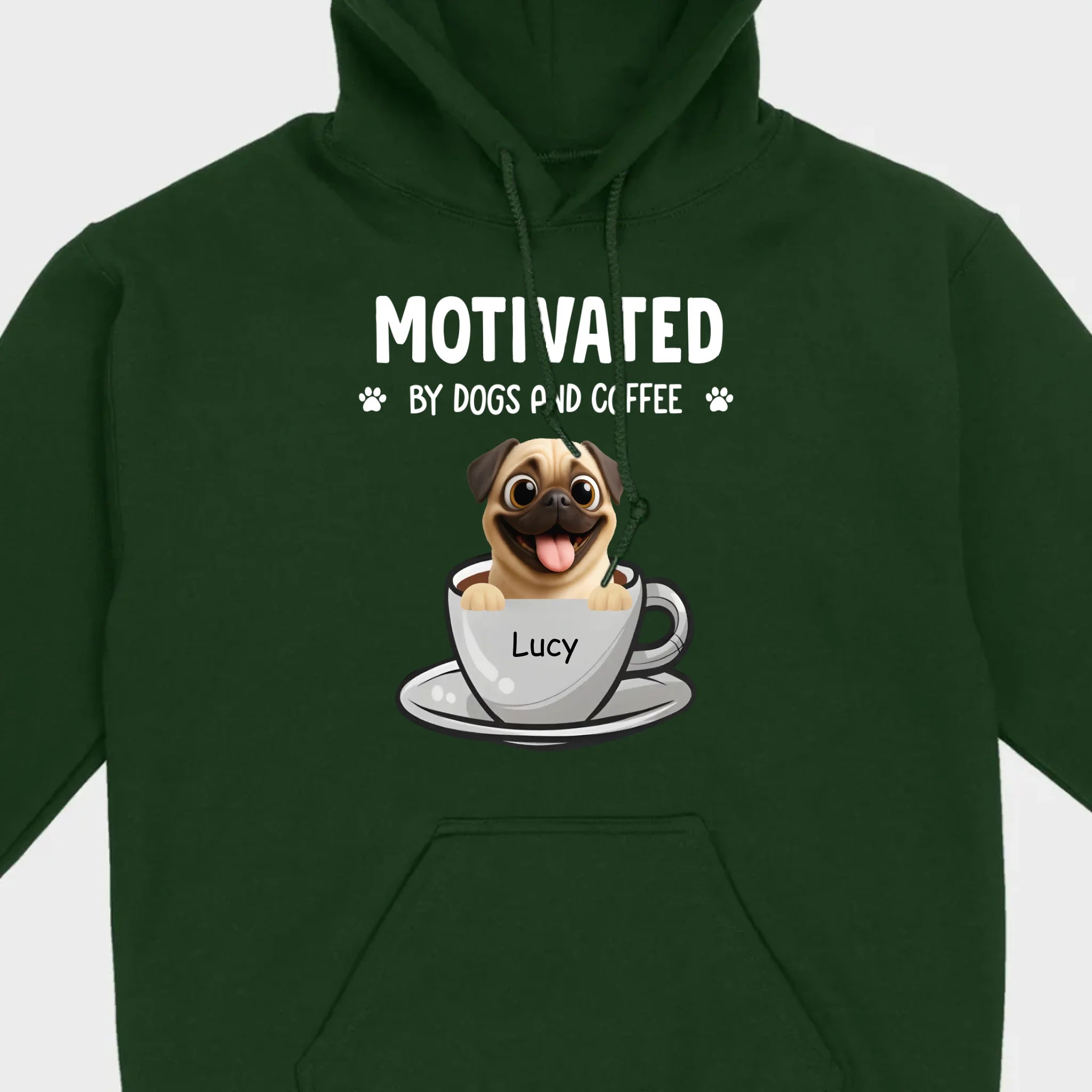 Custom Pug Basic Tee – Motivated By Dogs And Coffee T-Shirt | 89Prints