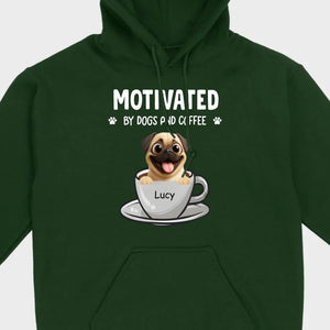 Custom Pug Basic Tee – Motivated By Dogs And Coffee T-Shirt | 89Prints