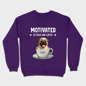 Custom Pug Basic Tee – Motivated By Dogs And Coffee T-Shirt | 89Prints