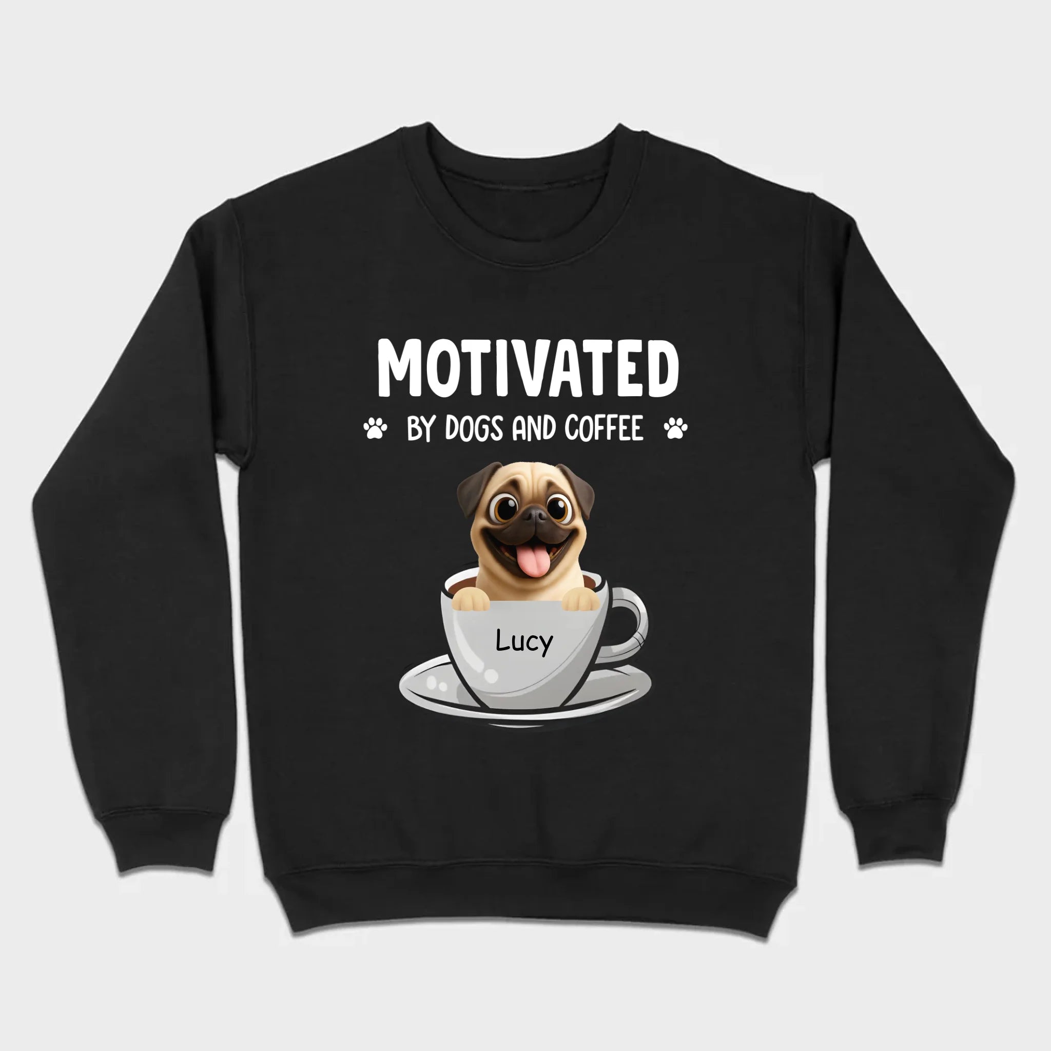 Custom Pug Basic Tee – Motivated By Dogs And Coffee T-Shirt | 89Prints